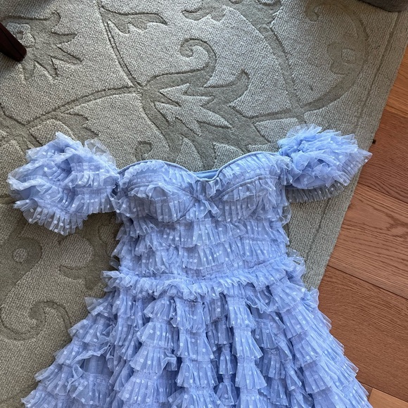 Blue Ruffle Maxi Dress - Picture 6 of 10